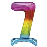 Rainbow Standing Number 7 Foil Balloon  - (30")