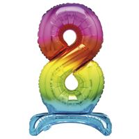 Rainbow Standing Number 8 Foil Balloon - (30")