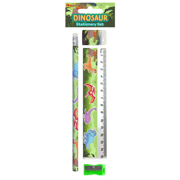 Dinosaur 4-Piece Stationery Set - (17cm)