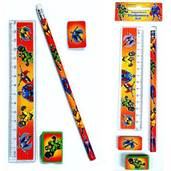 Super Hero 4-Piece Stationery Set - (17cm)