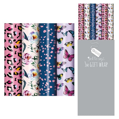 Gift-Wrap Female Designs - ( 3m) in 4 Assorted Designs