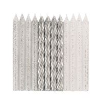 Glitter and Silver Spiral Birthday Candles - (24 Pack)