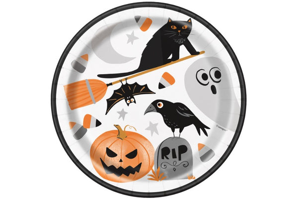 Bats & Boos Halloween Round 9"" Dinner Plates - ( 8 Pack)