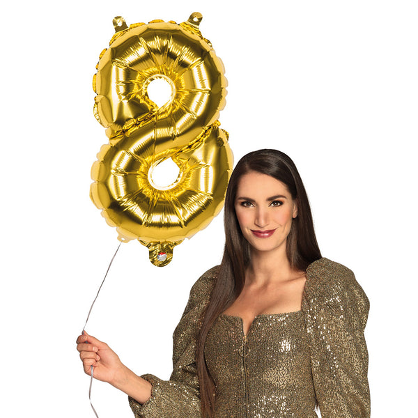 Foil balloon '8' gold - (66 cm)