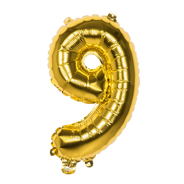 Foil balloon '9' gold - (66 cm)