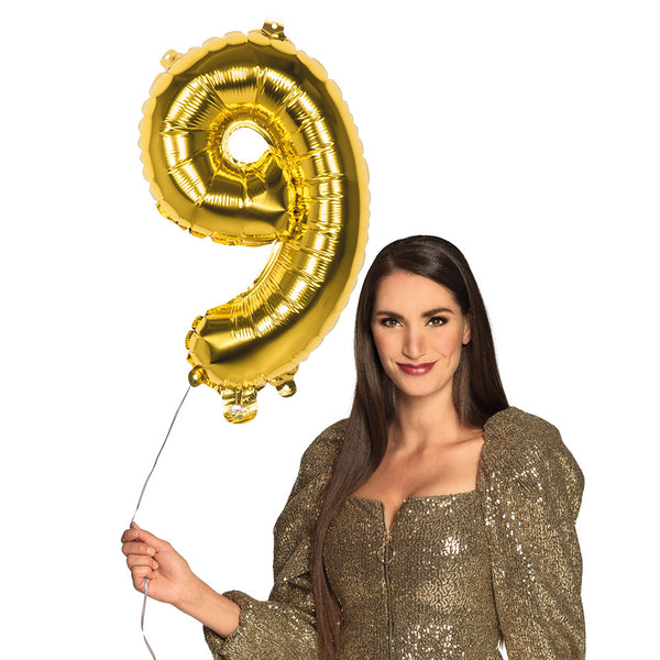 Foil balloon '9' gold - (66 cm)