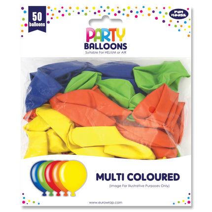 MULTI-COLOUR BALLOONS - (50 Pack)