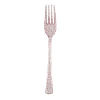 Assorted Pink with Multicolor Glitter Plastic Forks  - (18 Pack)