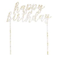 IN Clear with Gold Foil Flecks Acrylic Cake Topper