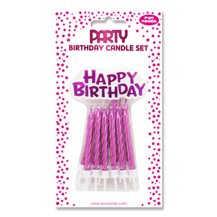 Pink metallic cake candle set