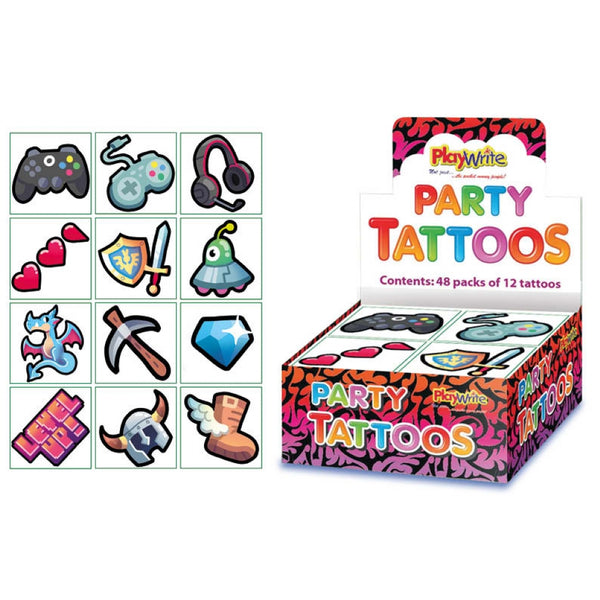 Gaming Tattoos 4x4cm - (12 Pack)