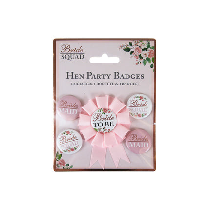 Bride party badges - ( 5 Pack)