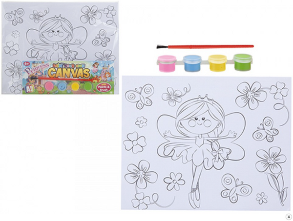 PAINT YOUR OWN CANVAS BOARD ART WITH PAINT 25CM X 20CM in 3 ASSORTED DESIGNS