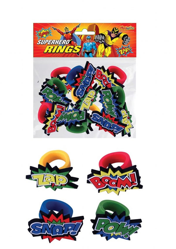 Super Hero Silicone Rings 3cm - (12 Pack)