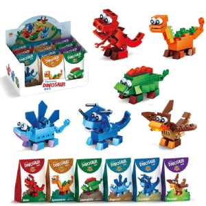 Cute Dinosaur Brick Kits in 6 Assorted Designs - (12x8x4cm)