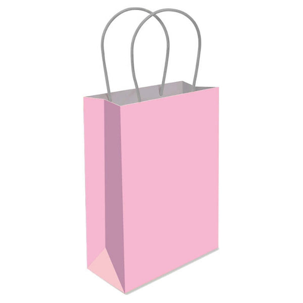 Baby Pink Paper Bags with Handles - (16x22x9cm)