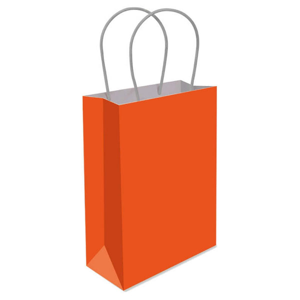 Orange Paper Bag With Handles - (16x22x9cm)