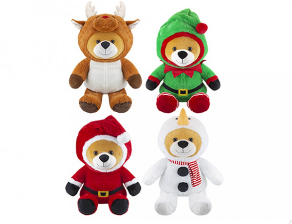 CHRISTMAS ONESIE BEARS SOFT FILL - (60CM) in 4 ASSORTED DESIGNS