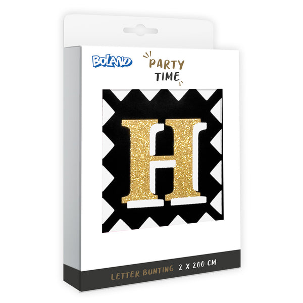 Cardboard letter banner Party Time 'Happy Birthday' - (2 x 200 cm)