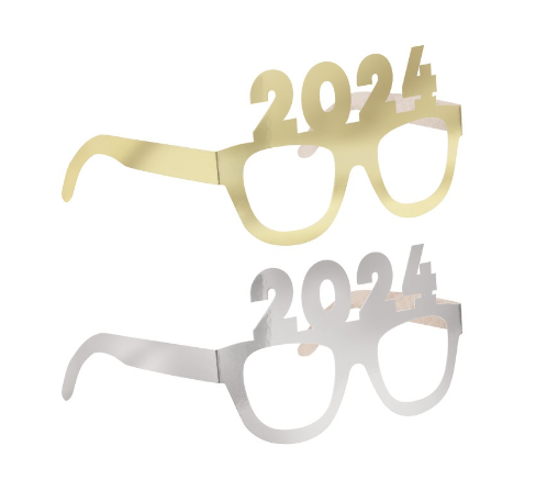 Gold & Silver Foil "2024" Novelty Glasses
