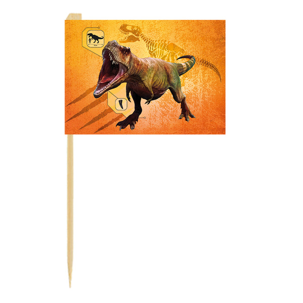 Flag picks T-Rex (7 cm) - (24 Pack)