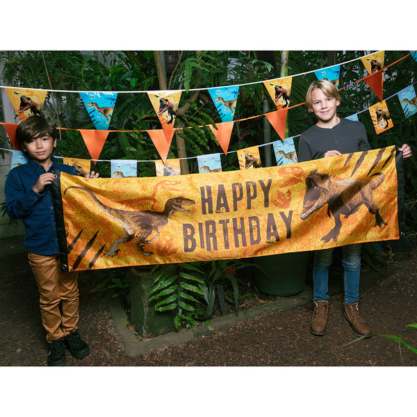 Polyester banner T-Rex 'Happy Birthday' - (50x180cm)