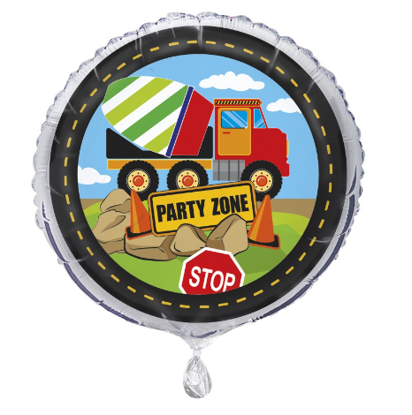 Construction Party Round Foil Balloon - (18")