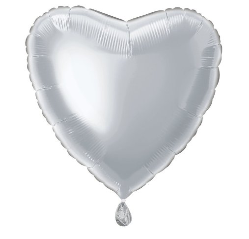 Solid Heart Foil Balloon Silver - (18")