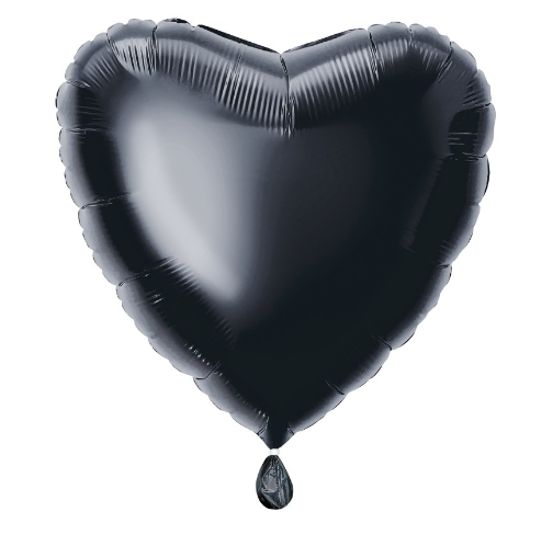 Solid Heart Foil Balloon Black - (18")
