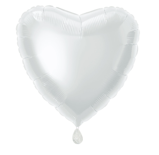 Solid Heart Foil Balloon White - (18")