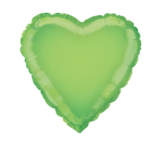 Solid Heart Foil Balloon Lime Green - (18")