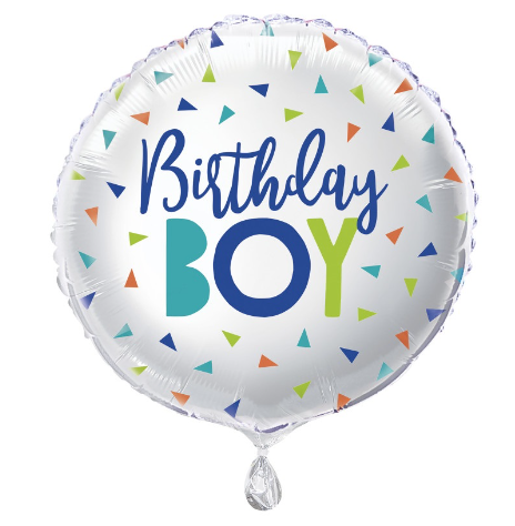 Confetti Birthday Boy Round Foil Balloon - (18" )