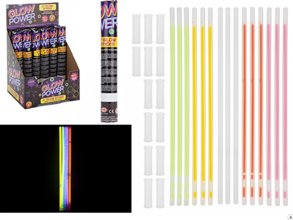 GLOW STICK NECKLACE WITH CONNECTORS 8" - 5 COLOURS