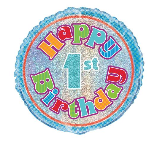 Age 1 Birthday Prism Round Foil Balloon - (18")