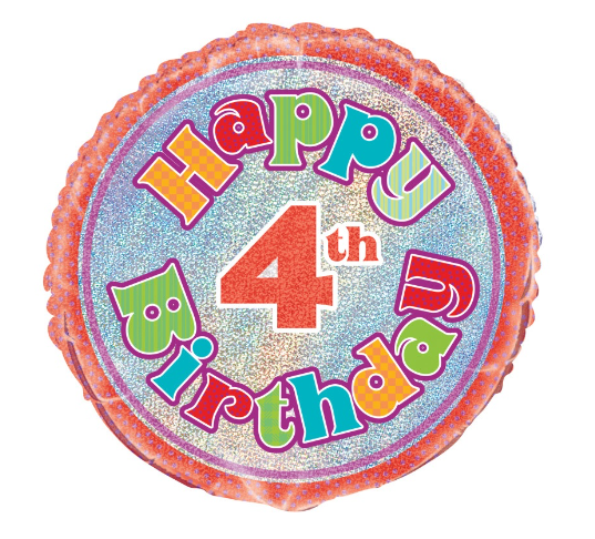 Age 4 Birthday Prism Round Foil Balloon - (18")