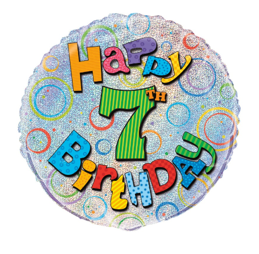 Age 7 Birthday Prism Round Foil Balloon - (18")