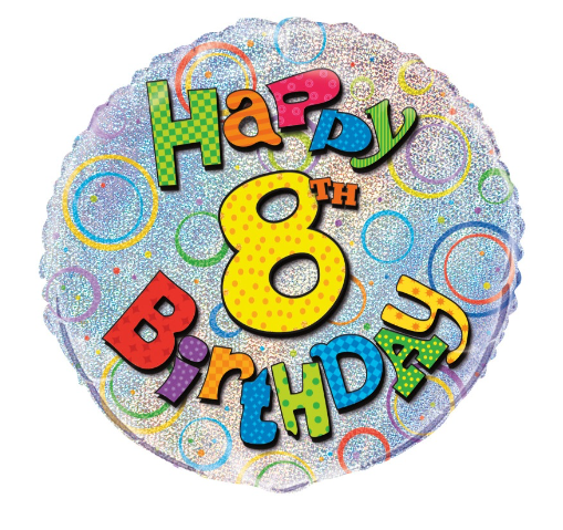 Age 8 Birthday Prism Round Foil Balloon - (18")