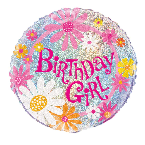 Birthday Girl Prism Round Foil Balloon - (18" )