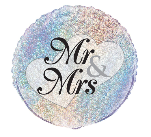 Mr. & Mrs. Prism Round Foil Balloon - (18")