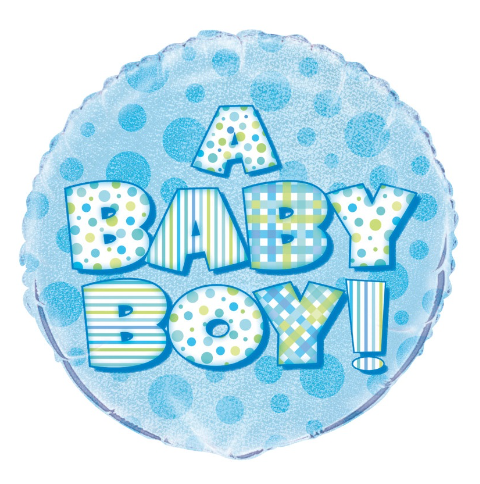 A Baby Boy Prism Round Foil Balloon - (18")
