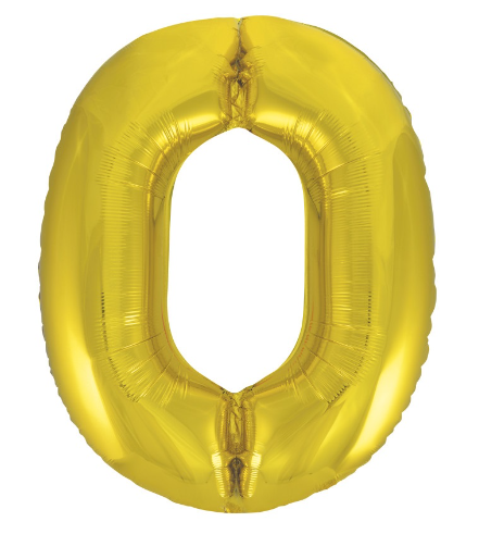 34" Classic Gold Number 0 Shaped Foil Balloon (Non Inflated)