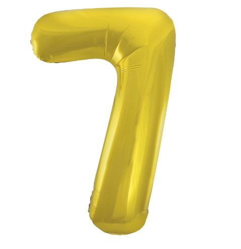 34" Classic Gold Number 7 Shaped Foil Balloon (Non Inflated)