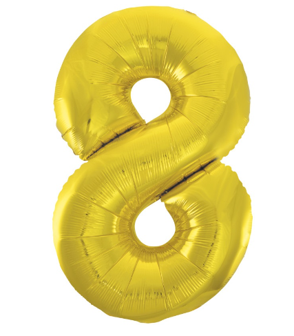 34" Classic Gold Number 8 Shaped Foil Balloon (Non Inflated)