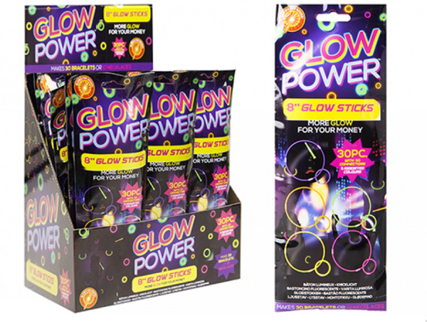 GLOW STICKS WITH CONNECTORS (8") - (30 Pack)