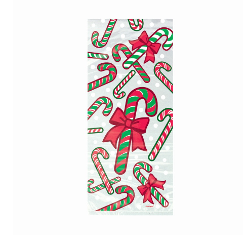 Candy Cane Cellophane Bags - (20 Pack)