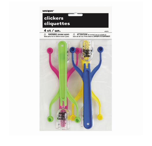 New Years Clickers - Assorted Neon - (4 Pack)