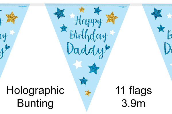 Party Bunting Happy Birthday Daddy Holographic 11 flags- ( 3.9m)