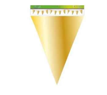 Giant Metallic Solid Colour Bunting Gold 18 flags - (30cm x 45cm 10m)
