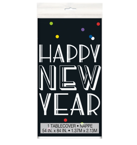 Neon Dots New Years Rectangular Plastic Table Cover - (54" x 84")