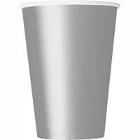 Silver Solid 9oz Paper Cups - (14 Pack)